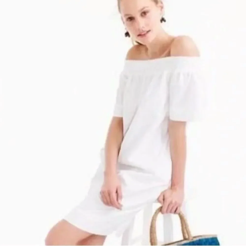 J.CREW OFF-THE-SHOULDER DRESS IN COTTON POPLIN NWT 2